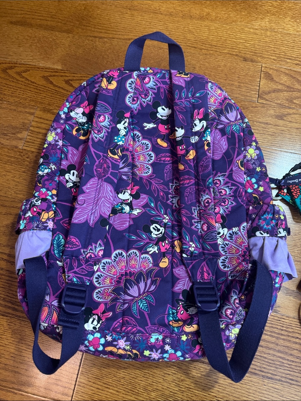 Vera Bradley Disney Purple Floral Mickey Backpack with Bow Accent and wallet - Picture 6 of 11